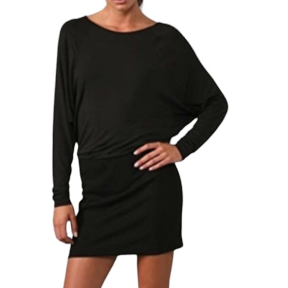 Vince Dresses & Skirts - Vince Black Mini Dress Dolman Sleeve Combo Wedge Classic Modal Women’s Medium